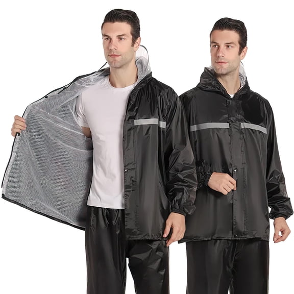 Milisten Lightweight Double Layer Rain Suit Black PVC Oxford Cloth Full-Body Cover for Outdoor Use