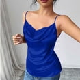 thumbnail image 4 of ZHYou No Boundrie Womens Cowl Neck Satin Cami Tops Lace Trim Spaghetti Strap Silk Camisole Blouse Casual Summer Tank Tops for Women Blue Size M, 4 of 5