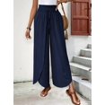 thumbnail image 6 of Womens High Side Split Wide Leg Long Pants Dark Blue XL, 6 of 8