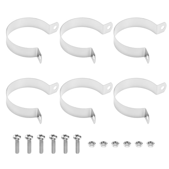 Uxcell 6-Pack Brace Bands Chain Link Fence Parts, 1-7/8 Inch Galvanized Steel Chain Link Brace Band with Bolts and Nuts for Fence/Gate