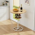 thumbnail image 5 of VECELO Pub Table Round Bar Height With Wine Rack Metal Base MDF Top, 36.2-Inch Height, Plain Wood Color, 5 of 9