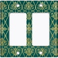 thumbnail image 6 of Metal Light Switch Plate Cover Elegant Yellow Iron Gate Damask Green DAM094, 6 of 13