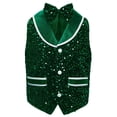 thumbnail image 2 of Sholeno Kids Boys Girls Sleeveless Shiny Sequin Vest Sparkly Button Down Velvet Tuxedo Waistcoat for Wedding Dark Green 10, 2 of 4