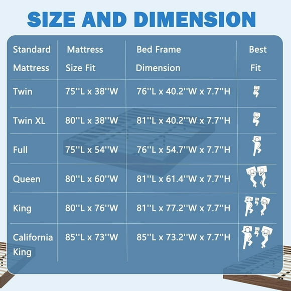 Historyli Marco de cama de plataforma tamaño completo,soporte de listones de madera,no necesita somier,fácil montaje,madera de pino