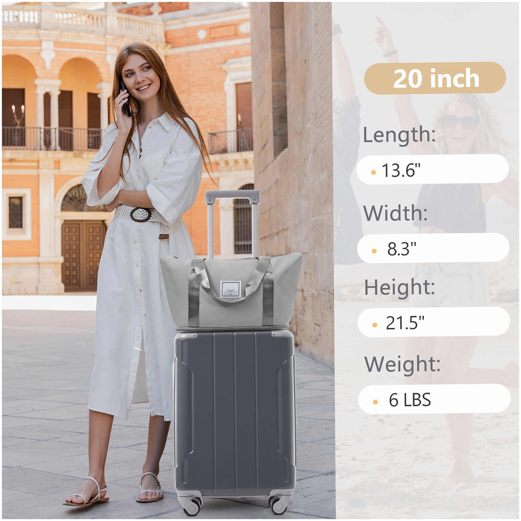 Lightweight ABS Carry On Luggage 3 Piece Set, 20 Inch Spinner Suitcase with TSA Lock for Weekend Travel