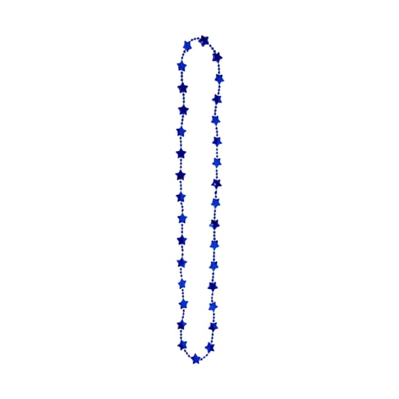 Patriotic Star Necklace - Red, Blue & Silver Bead Necklace for Adult & Kids - Accessories for 4th of July, Memorial Day - Plastic Beaded Party Favor or Decorations