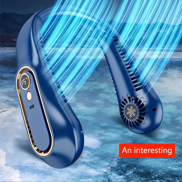 1pc Portable USB Cooler Fan with 5 Speeds and Digital Display - Super Strong Technology and Bladeless Design for Outdoor Use