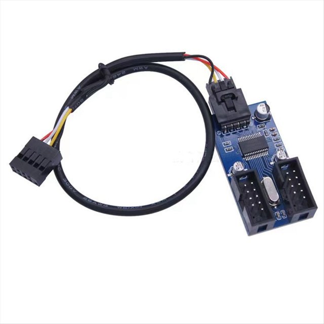 Cable Adaptador 1 en 2 Placa Base Conector de 9 Pines Cable Adaptador de Placa Base Plug And Play con Clavija USB