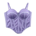 thumbnail image 4 of Women's Bustiers & Corsets Spaghetti Strap Underwire Push Up Full Coverage Bodysuit Solid Color Slimming Bustier Tops (XL, Purple), 4 of 8