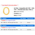 thumbnail image 2 of Air Filter - Compatible with 1987 - 1988, 1991 - 1993 Mercedes-Benz 190E 2.3 1992, 2 of 2