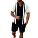 thumbnail image 1 of Conjuntos de 2 piezas Cagnkofi para hombre, chándales de verano, conjuntos a juego, camisetas y pantalones cortos de manga corta con botones y patchwork en bloques de color, 1 of 4
