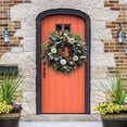 thumbnail image 4 of MXTPOV Halloween Decorations 19x19 inch Fall Garland White Pumpkin Berries Flowers Mixed Leaves Halloween Garland Thanksgiving Decorations Fall Wreaths for Front Door Home Decor, 4 of 5