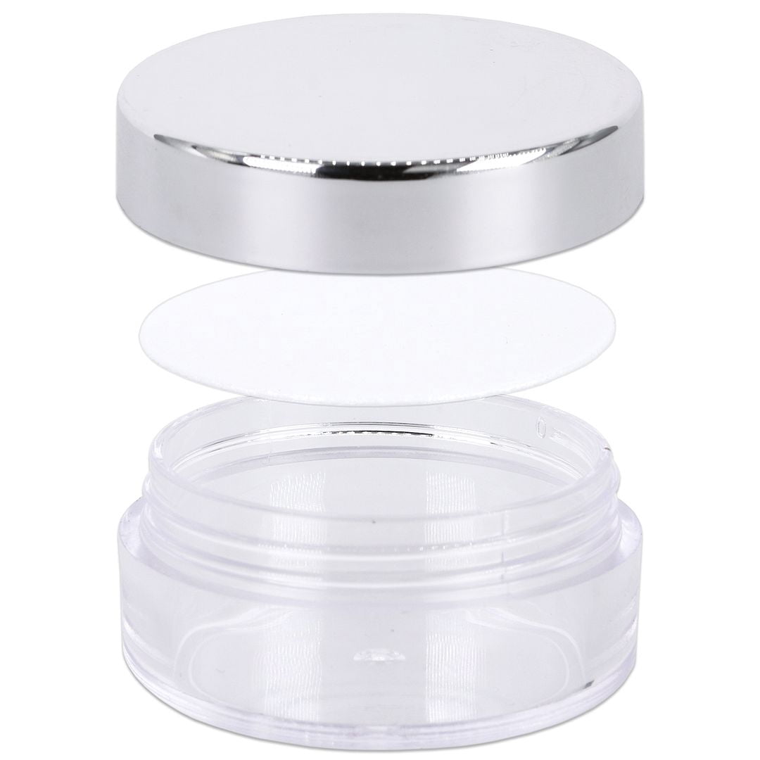 Beauticom 10 Grams/10 ML (0.35 Oz) Premium Round Clear Body Leak Proof Plastic Container Jars with Silver Lids - Storage Cosmetic Lotion Creams Ointments (600 Pieces Jars + Lids, Silver)