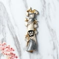 thumbnail image 2 of Matashi Hand-Painted Grey & White Enamel Mezuzah with Pomegranate Floral Design – Gold Accents & Crystals – Decorative Jewish Door Blessing, 2 of 5