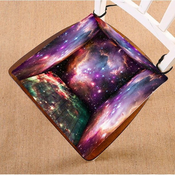 BSDHOME Cosmos Cosmic Background Chair Pad, Universe Galaxy Space Nebula  Purple Pink Seat Cushion Chair Cushion Floor Cushion Two Sides Size 16x16  inches 
