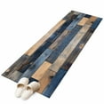 thumbnail image 2 of Navy Blue Brown Wood Runner Rug 2x6 FT, Non Slip Hallway Rugs, Farmhouse Vintage Wooden Washable Soft Floor Carpet Non-Shedding Throw Runner Carpet Long Rug for Entryway Kitchen Bedside Sliding Door, 2 of 8