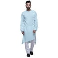 thumbnail image 1 of Atasi Mandarin Collar MensKurtaShirt Solid Satin Slub LongKurtaFor Boys-X-Large, 1 of 1