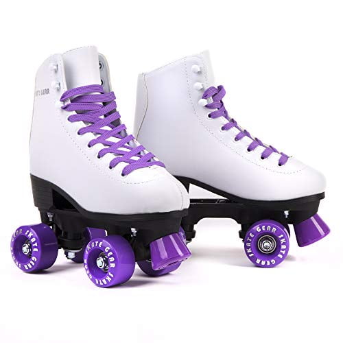 Quad Skates Purple Flower for Women Size 8 Adult 4-Wheels 