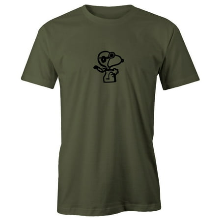 Ace Short Sleeve T-shirt - Grab A Smile Snoopy Flying Ace Adult Short Sleeve 100% Cotton T-Shirt