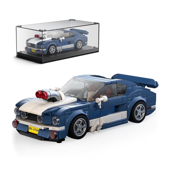 HI-REEKE Car Building Block Set Speed Champion 1967 Sport Car Model Building Toy for Adult Blue