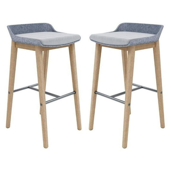 Home Square 30" Wooden Bar Stool in Gray/Latte - Set of 2