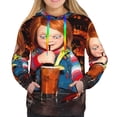 thumbnail image 2 of Lsque Chucky Pattern Casual Women's Hoodie,Hooded Sweatshirt with Kangaroo Pocket,Pullover Hoodie with Eye-catching Drawstrings-X-Large, 2 of 8
