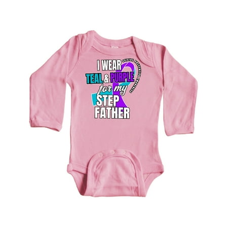 

Inktastic Suicide Prevention I Wear Teal and Purple for My Step Father Gift Baby Boy or Baby Girl Long Sleeve Bodysuit