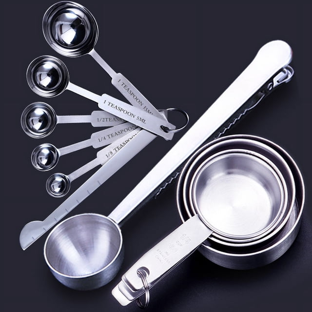Cuchara medidora de acero inoxidable, taza medidora, condimento de cocina, repostería con cuchara medidora de café