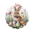 thumbnail image 2 of Kumdkd Easter Placemats Set of 1, 14.96in Round Bunny Print Table Mats with Lace Edge, Linen Seasonal Decor for Spring, Summer, and Holiday Dining Table Decorations, 2 of 6