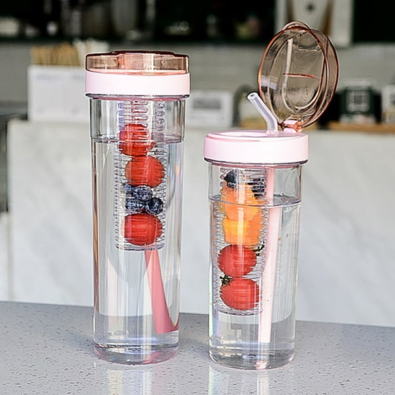 1pc Glass Cold Brew Tea Infuser Bottle With Straw,Convenient Water Bottle  For Summer Girls