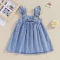 thumbnail image 2 of Bagilaanoe Toddler Baby Girl Denim Dress Sleeveless A-line Princess Dresses 6M 12M 18M 24M 3T 4T Kids Casual Swing Sundress, 2 of 7