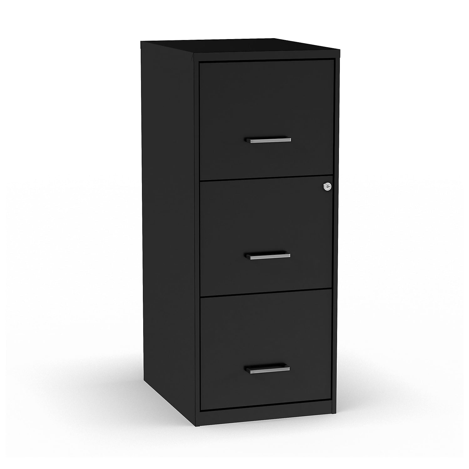 2-Units Black Office Dimensions 18 Deep 3 Drawer Metal File Cabinet Organizer with Pencil Drawer