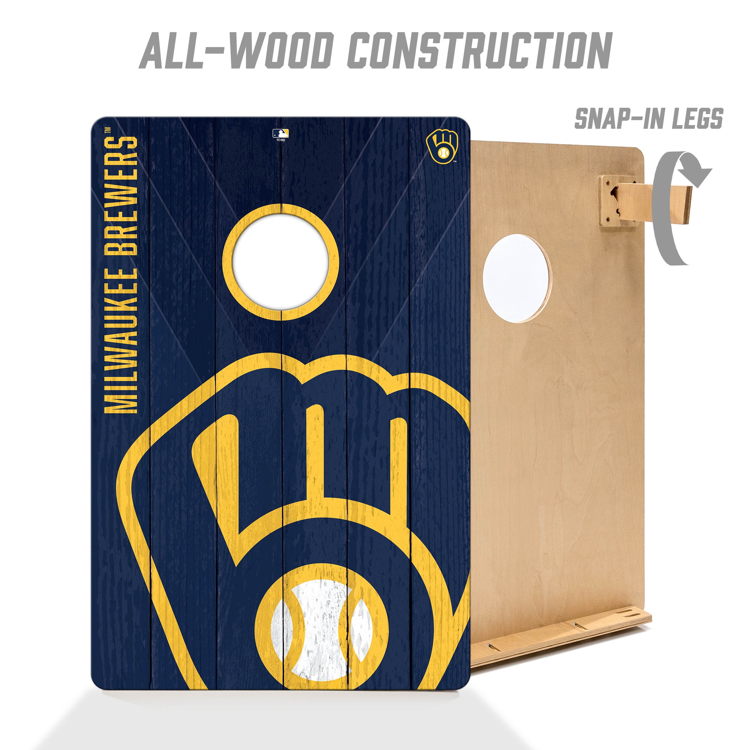 YouTheFan MLB Milwaukee Brewers 2' x 3' Cornhole Game No Bags