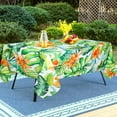 thumbnail image 2 of Tropical Leaves Outdoor Tablecloth with Umbrella Hole for Rectangle Table, Waterproof Green Leaf Patio Table Cloth with Zipper - 60 x 102 inches, 2 of 6