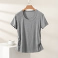 thumbnail image 2 of hlysgo Womens Comfy Lightweight Shirt Running Workout Swim Basic Short Sleeve Crewneck Sun T-Shirt Gray,XL, 2 of 5