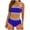 Blue, variant on Women's Solid Color High Waist Bikini Set with Conservative Chest Pads, High Cut Swimsuit for Women, for Summer Beach and Pool Occasions