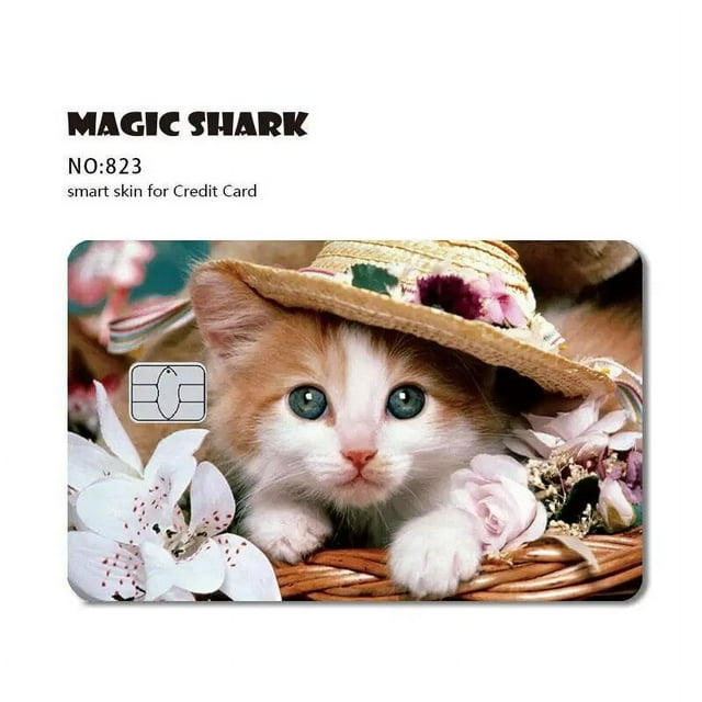 Magic Shark Earth Golden Flower Cat Ainime Circuit Board Matte Skin Sticker Film Cover for Credit Card Bank Card 823 Small Chip