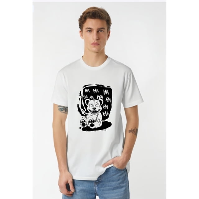 T-shirt à Manches Courtes pour Hommes avec Imprimé de Poupée Ours Dessin Animé, Col Rond, T-Shirts Graphiques Décontractés, Haut de Pyjama pour l'Été