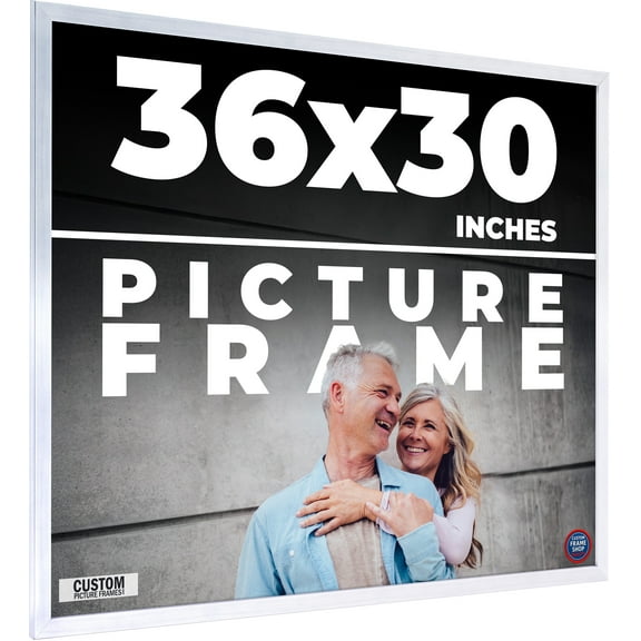 36x30 Frame Silver Real Wood Picture Frame Width 0.75 inches | Interior Frame Depth 0.5 inches |