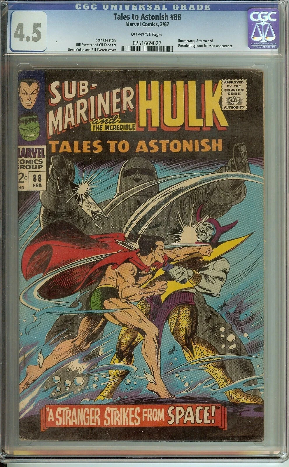 Tales of Astonish #88 CGC 4.5 featuring Sub-Mariner and Hulk