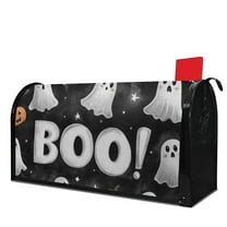 Happy Halloween Cute Ghost Boo Mailbox Cover,Magnetic 21x25.5 Inch Mailboxwrap Water Proof Reusable Halloween Box Wraps for Garden Outdoor Decorative