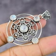 thumbnail image 3 of Natural Rainbow Moonstone Gemstone 925 Sterling Silver Pendant 2.17", 3 of 4
