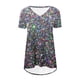 thumbnail image 4 of Mujeres de Manga Larga Superior, Estampado Corto Delantero Larga Espalda Raglan Cuello en V Camiseta de Manga Corta, Casual, 4 of 9