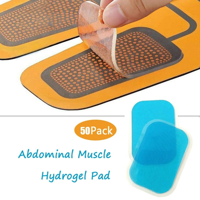 Xihbxyly Parches de Hidrogel para Abdominales (50 Unidades), Almohadillas de Repuesto de Alta Adherencia, Gel Conductor de Baja Irritación, Tonificación Muscular, Equipo de Ejercicio Corporal, Acceso