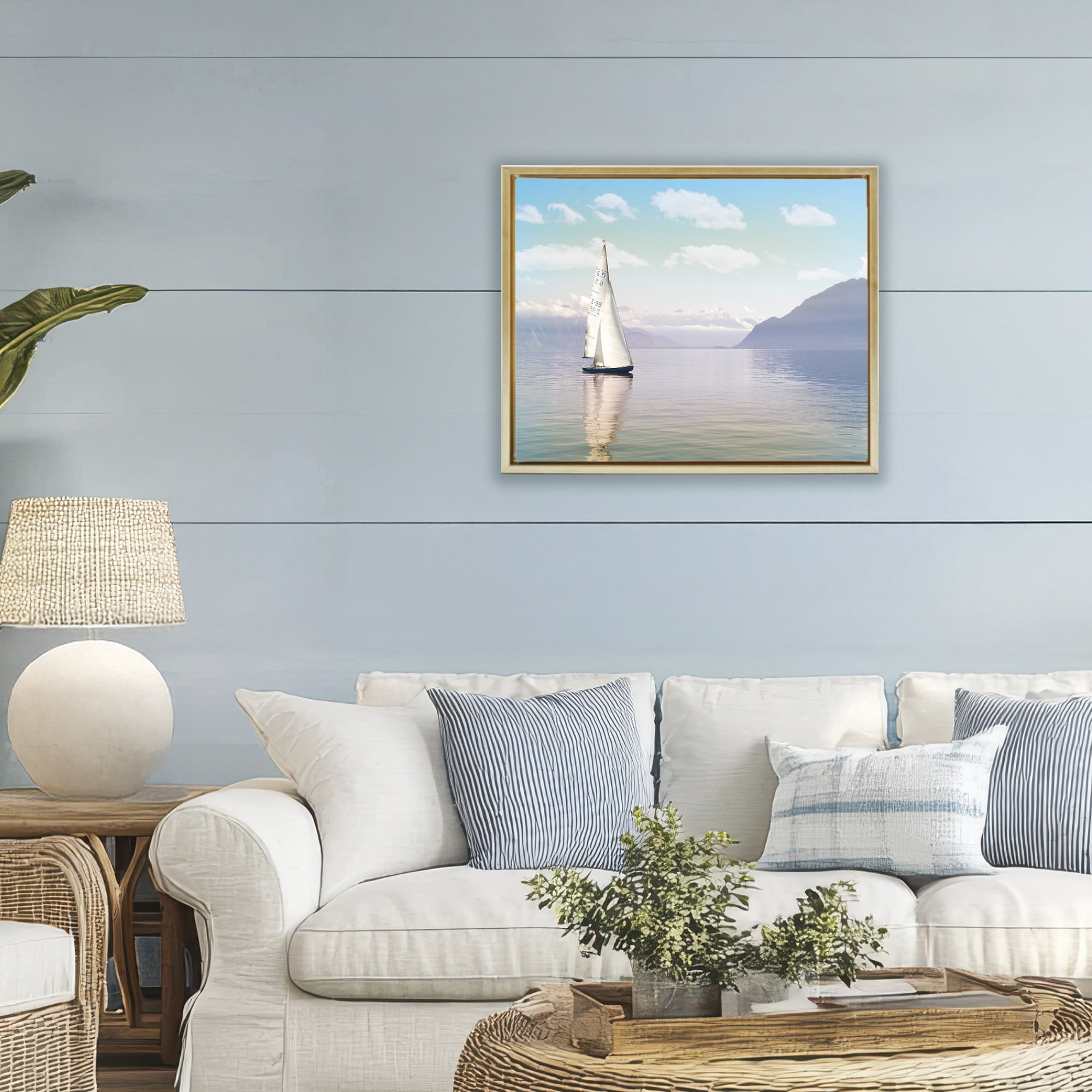 Stupell Industries Ocean Sails Lounging Gold Framed Floater Canvas Wall Art, design by Marcus Prime
