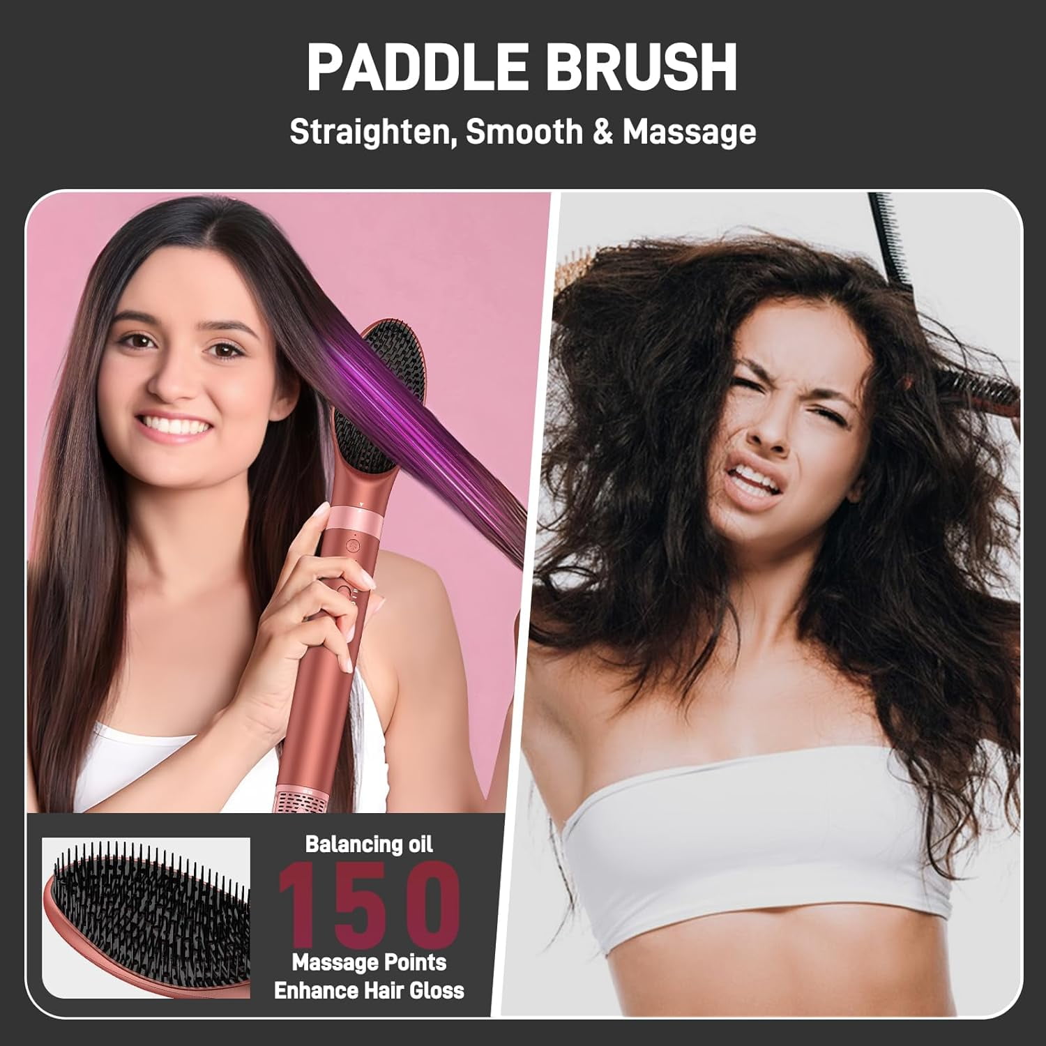 5-in-1 High-Speed Hot Air Styler with Diffuser for Curly Hair - Professional Frizz-Free Hair Dryer Brush for Fast Drying, Curling & Volumizing, Includes Travel Bag