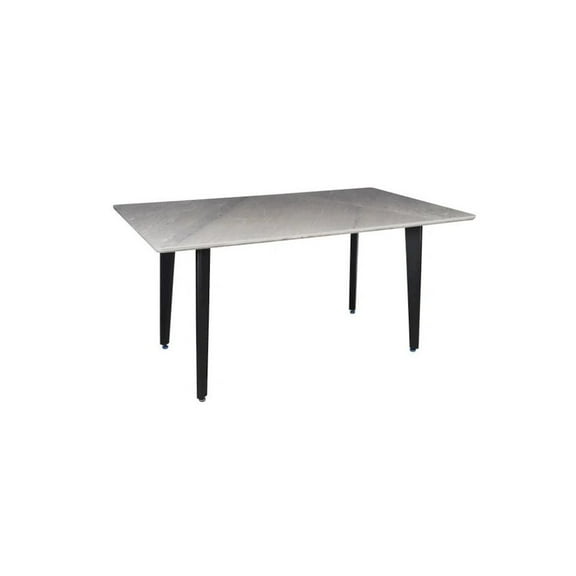 Creative Images Dining Table with Sintered Stone Top and Metal Black Legs
