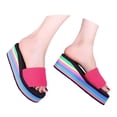 thumbnail image 3 of Slippers for Women,Ladies Shoes Summer Fashion Beach Sandals Nesh Elastic Band Wedge Sandals,Womens Slippers,Hot Pink,6.5, 3 of 9