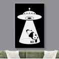thumbnail image 2 of wall26 Canvas Print Wall Art Panda Alien UFO Abduction Silhouette Kids Sci-Fi &amp; Fantasy Digital Art Pop Art Decorative Scenic Funny Black and White for Living Room, Bedroom, Office - 24"x36&, 2 of 5
