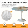 thumbnail image 6 of Orange Butterfly Flowers Elastic Fitted Round Table Cover Blue Modern Art Waterproof Outdoor Tablecloth for Holiday Party, Picnic, Patio & Dining Fits Tables Up to 36"-44", 6 of 8